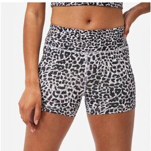 Outdoor Voices Snow Leopard Print Athletic Biker Shorts Womens Small White Black